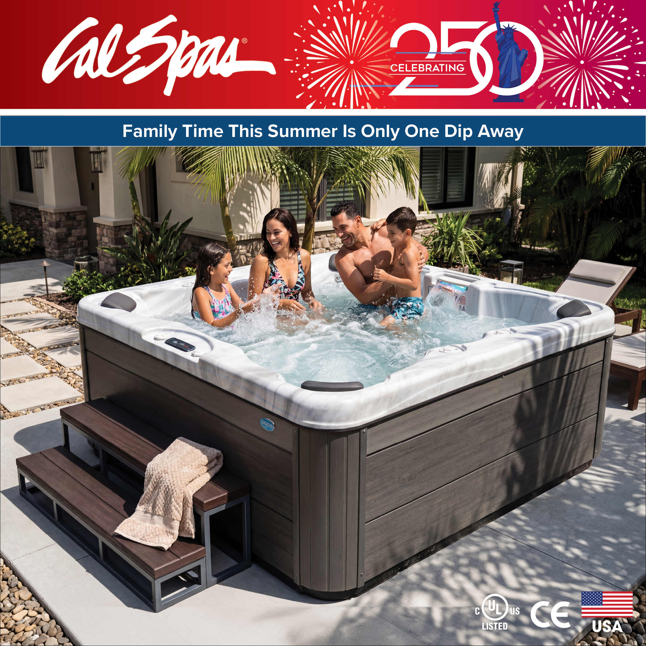 Calspas hot tub being used in a family setting - Lynchburg